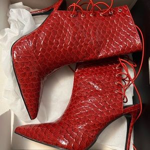 Fashion Nova red booties size 8 never worn!